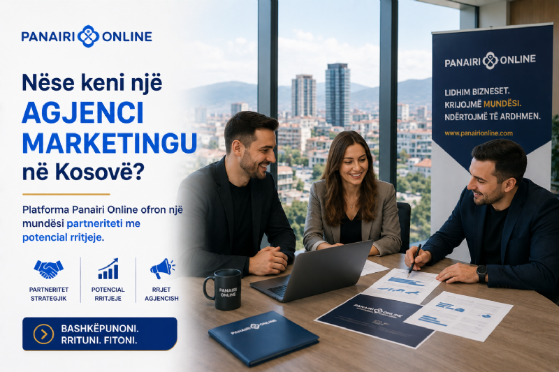 Nëse keni një agjenci marketingu në Kosovë? Platforma Panairi Online ofron një mundësi partneriteti me potencial rritjeje.